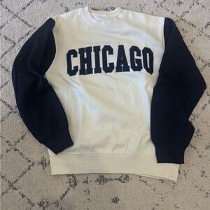 Chicago Varsity Sleeve Crewneck Pullover Sweatshirt Top